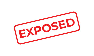 Red “EXPOSED” stamp text on a white background symbolizing disclosure, revelation, or exposure. Ideal for business, investigation, journalism, and warning-related creative design projects.
