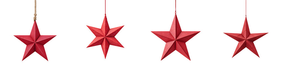 Obraz premium Red Star Ornaments: Christmas Holiday Decorations on White