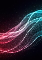 Abstract background depicting luminous flowing lines and dynamic particles, suggesting digital data transfer and high speed power networks, internet, power, backdrop