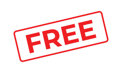 Red “FREE” stamp on a white background representing promotion, marketing, and discount concepts. Ideal for advertising banners, sales, retail offers, and product promotion visuals.