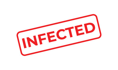 Red “INFECTED” stamp on a white background, symbolizing contamination, virus warning, health alert, and infection control concept. Ideal for medical, digital security, or risk awareness themes.