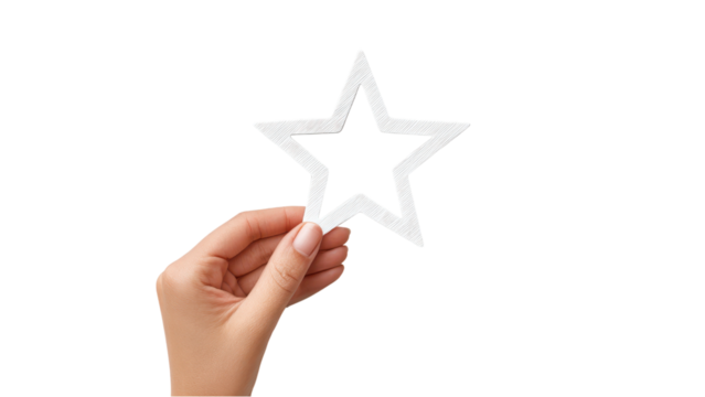 Hand Holding a White Star Shape: Symbol of Achievement, Success, Award