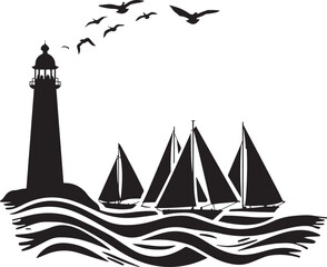 Lighthouse and Sailboats Silhouette | Nautical Vector Art

Sailing Scene with Lighthouse | Ocean Laser Cut Design

Seaside Lighthouse & Boats | Nautical Black Vector Illustration