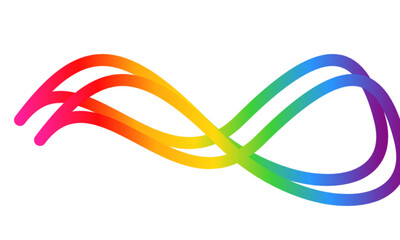 Stylized Rainbow Gradient Infinity Symbol with Fluid Loops