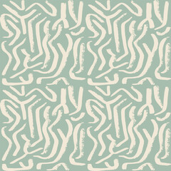 Exotic tribal seamless pattern with hand drawn brush strokes. Gouache painting background with scribble stripes