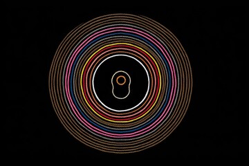 Concentric rings surround center form on pure black background