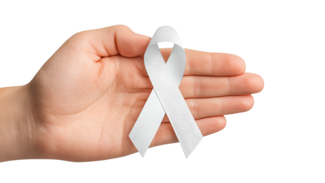Hand Holding White Ribbon: Symbol of Support and Awareness