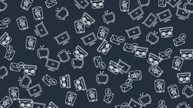 Technology Communication Pattern Animation on Dark Blue Background
