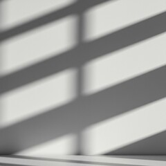 Obraz premium Abstract dark shadow lines cast onto a smooth white wall, creating a minimal artistic background texture for overlay or product presentation, indoor, presentation, geometric