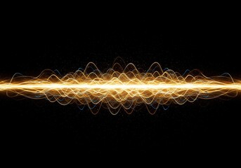 Abstract depiction of powerful energy fields creating complex oscillating resonant wave patterns spreading across a luminous empty background, resonant, oscillation, signal