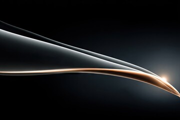 Curved, illuminated lines cascade against a dark gradient backdrop