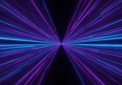 Abstract digital background showing endless purple and blue flowing lines creating a deep tunnel of light and speed, ideal for modern design, rendering, line, vibrant - Powered by Adobe