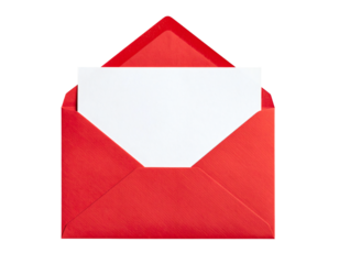 Send a heartfelt message with this stunning open red envelope revealing a blank white card for your personal touch