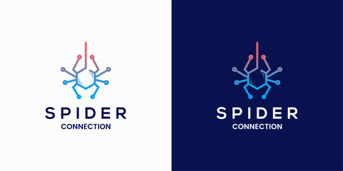 simple minimal spider logo design with line art style