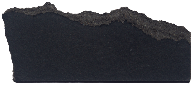 Black torn paper piece on transparent background. Png paper.