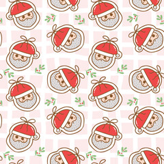 Festive christmas santa claus Coquette seamless pattern hand drawn repeat wallpaper background,wrapping paper
