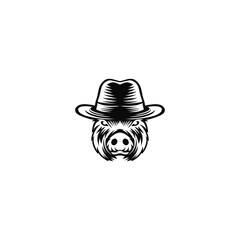 pig head illustration logo wearing a hat