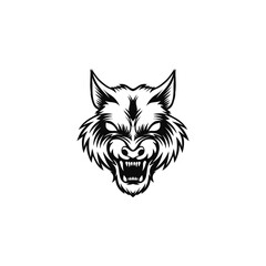 angry wolf head illustration logo