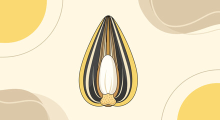 Detailed Illustration Of A Sunflower Seed Isolated On A Pastel Colored Background