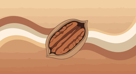 Depiction Of A Pecan Nut Presenting Healthy Nuts With A Sophisticated And Modern Style