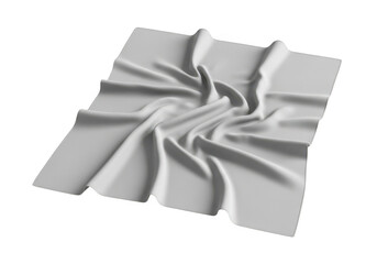 Fototapeta premium Crumpled white textile fabric surface with soft folds and creases