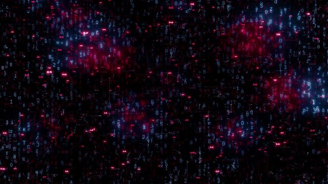 Dark Computer Hacking Technology Background with Hacker Program and Binary Code