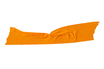 Ripped torn paper adhesive orange masking tape on transparent background, washi tape design element