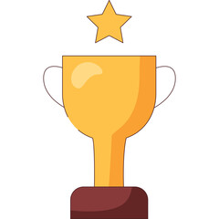 Golden Trophy With A Star On Top Against A Transparent Background Symbolizing Victory Success And Achievement In A Minimalist Style