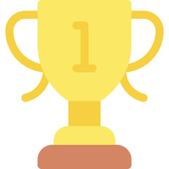 Golden Trophy with Number One Emblem on Brown Base Isolated on White Background for Victory and Achievement Celebration