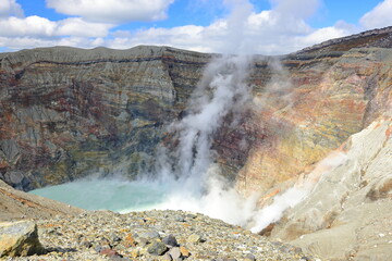 Aso Nakadake Crater, an active volcanic crater in Kurokawa, Aso, Kumamoto, Japan © leochen66