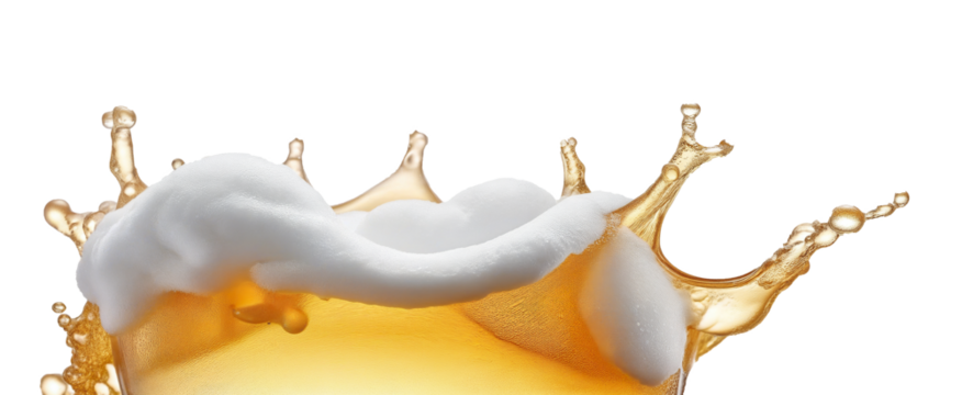 beer splashes, foam on a transparent background