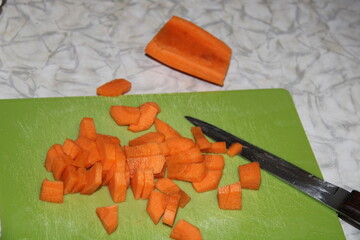 carrots cut on a board,