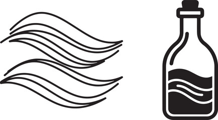 Simple Abstract Waves and Bottled Liquid Graphic Icons