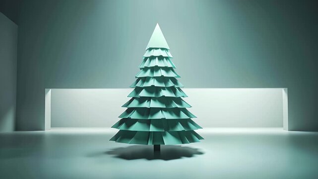 Abstract Christmas tree shape in minimal style with teal color  
