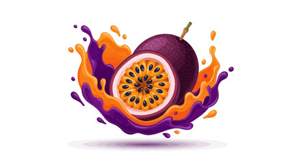 Fresh Passion Fruit Splash Illustration Depicting Exotic Fruit And Juices In High Definition