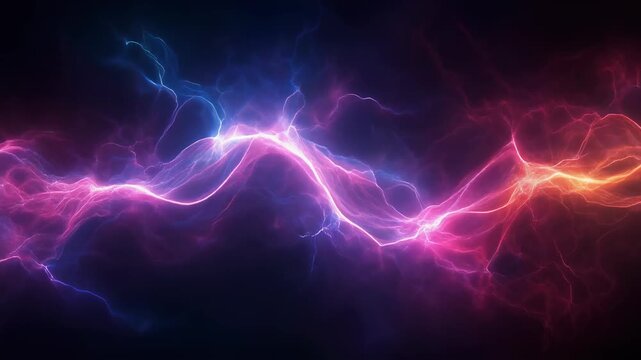 Vibrant plasma energy moving across dark background 