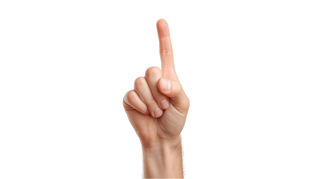 Number One: Finger Pointing Up Isolated on White