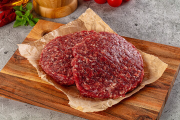 Raw beef burger cutlet for grill