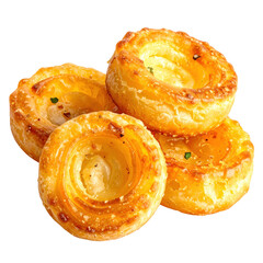 Close-up shot of mini arepitas fritas with a savory filling isolated against a white background