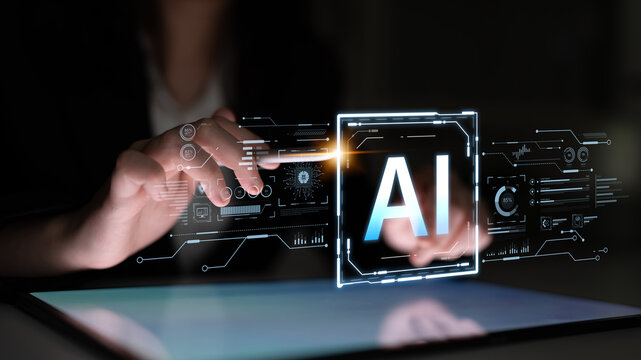 A futuristic user interface for business intelligence. This advanced AI dashboard displays complex data analysis, charts, and graphs for strategic corporate insights. Fermion - Powered by Adobe