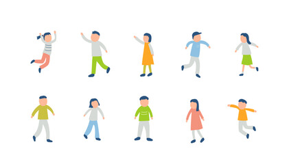 秋を過ごす子どもたちのイラストセット