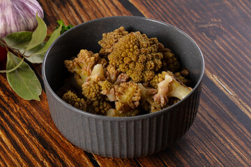 Vegan dietary steamed romanesco cabbage