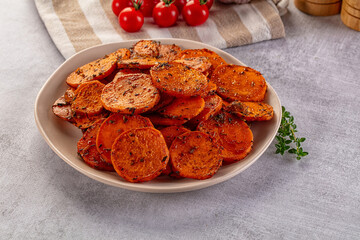 Tasty baked sweet potatoes with spices