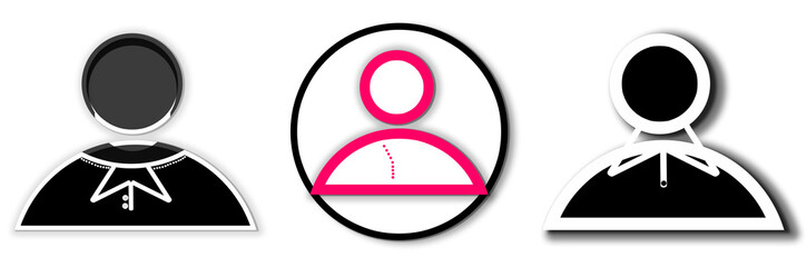 User profile icon set. Default avatar or person icon. Person and Profile, User silhouette isolated on background