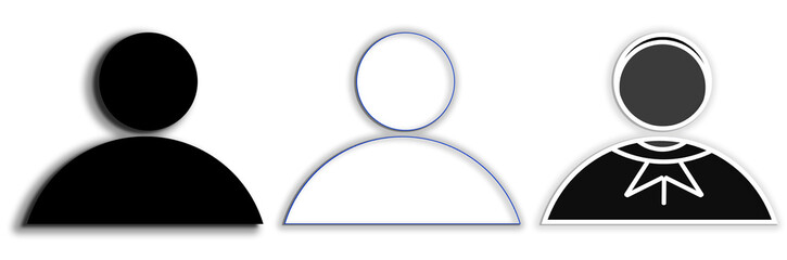 User profile icon set. Default avatar or person icon. Person and Profile, User silhouette isolated on background