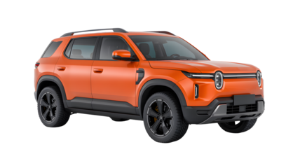 Experience innovative design with this orange SUV, perfect for automotive enthusiasts and showcasing futuristic technology in vehicle advertising campaigns
