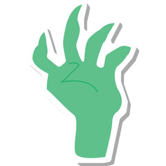 Green Cartoon Monster Hand With Number Two Digit On Transparent Background
