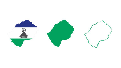 Set of Lesotho map isolated on white background, illustration design