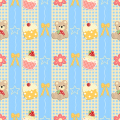 seamless pattern with animal and cupcake 