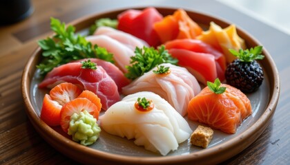 Signature sashimi presentation combining harmony and spirit into an elegant tray selection